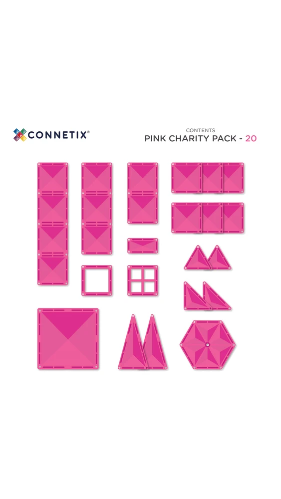 Charity Rožinė magnetinės kaladėlės 20 vnt. Connetix specialusis leidimas Rožinė