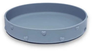 SOINA Silikoninė prilimpanti lėkštė su krašteliais ir 3D širdelėmis, Grigio Perla