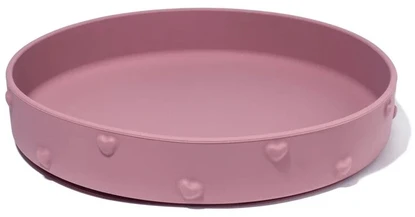 SOINA Silikoninė prilimpanti lėkštė su krašteliais ir 3D širdelėmis, Rosa Antico