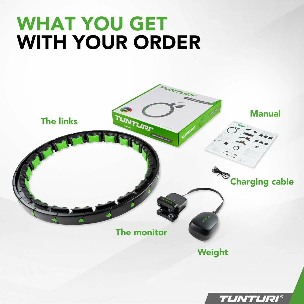 Reguliuojamas lankas Tunturi Smart Adjustable Hula Hoop, Incl. Ekranas