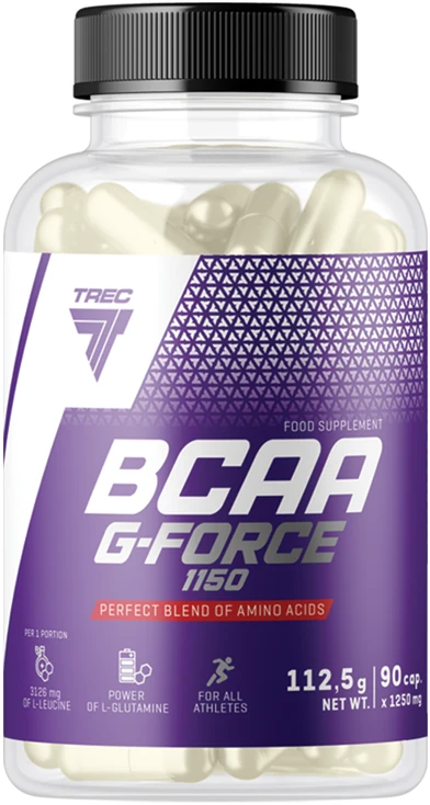 Trec BCAA G-Force 1150 90 kapsulių – Raumenų augimo ir atsigavimo stiprinimas