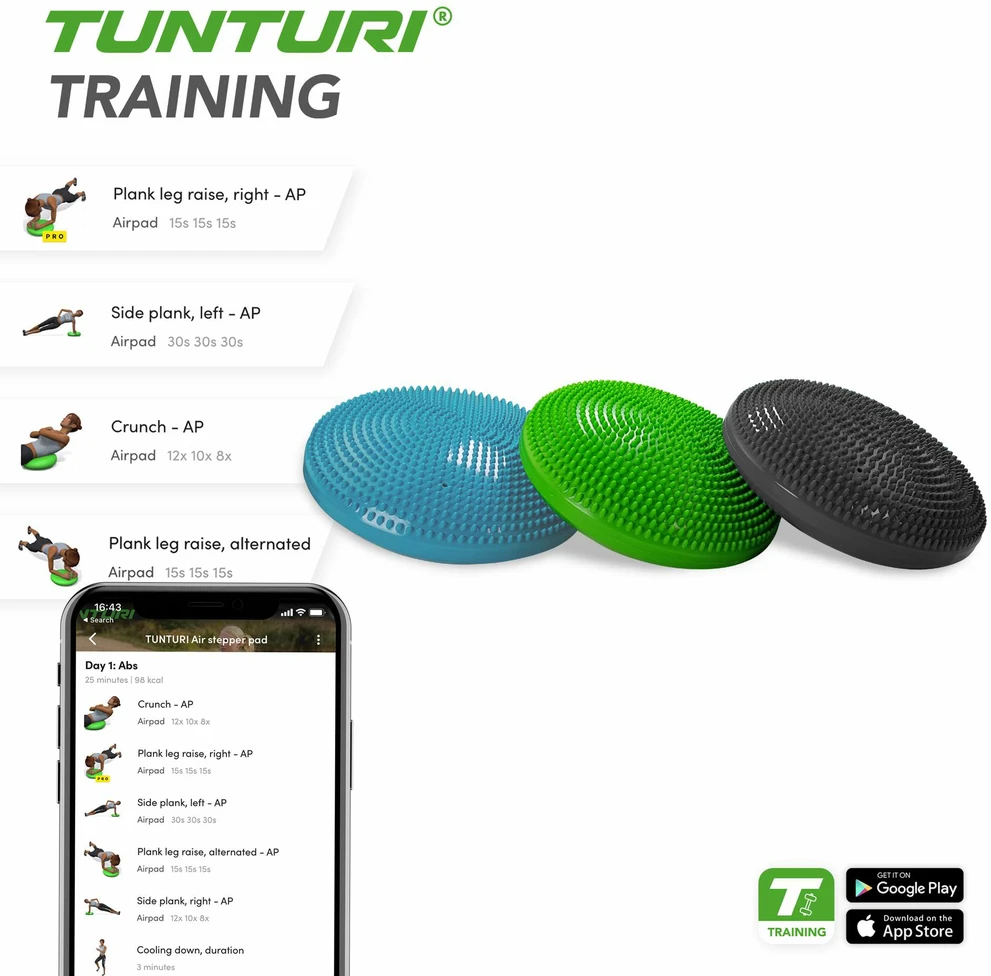 Tunturi Air Stepper Pad Balanso pagalvė, Žalia