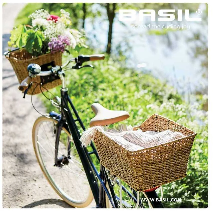 Basil Krepšys na tylny bagażnik BASIL CENTO RATTAN LOOK + Mounting set for CENTO basket neperšlampamas