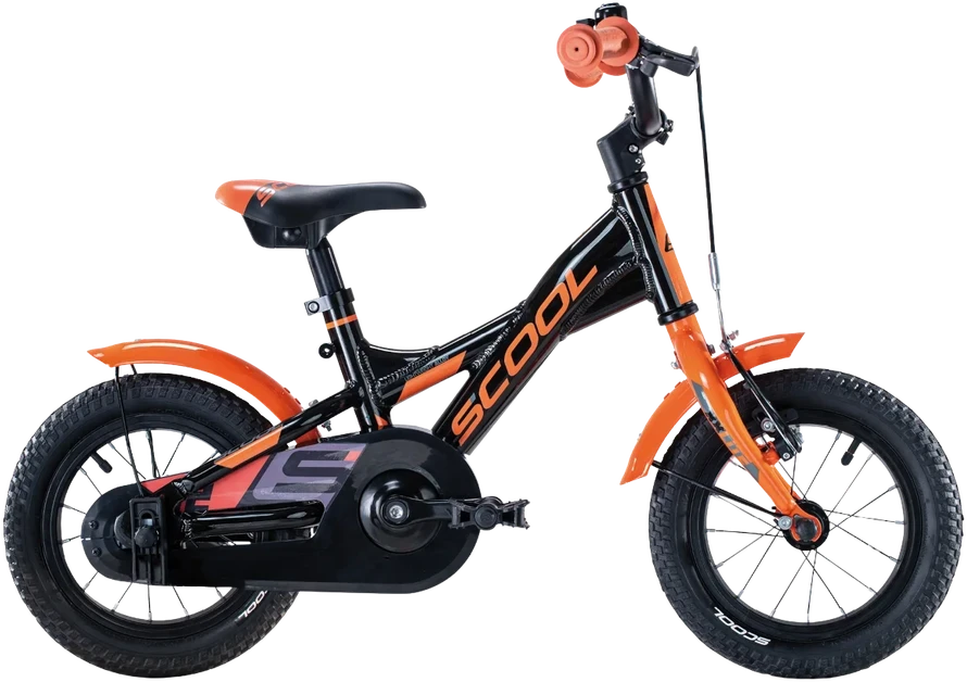 None Children's bicycle S'Cool XXlite, 12" juodas-oranžinis
