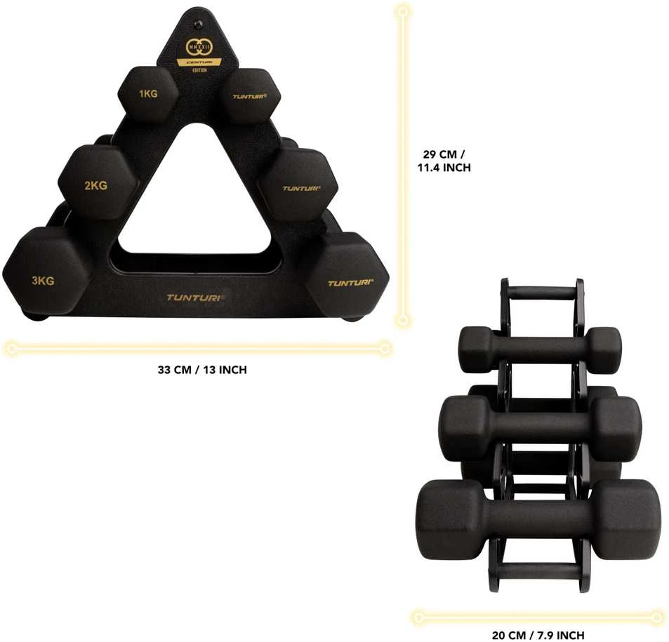 Hantelių rinkinys Tunturi Centuri, 12.3 kg, su stovu