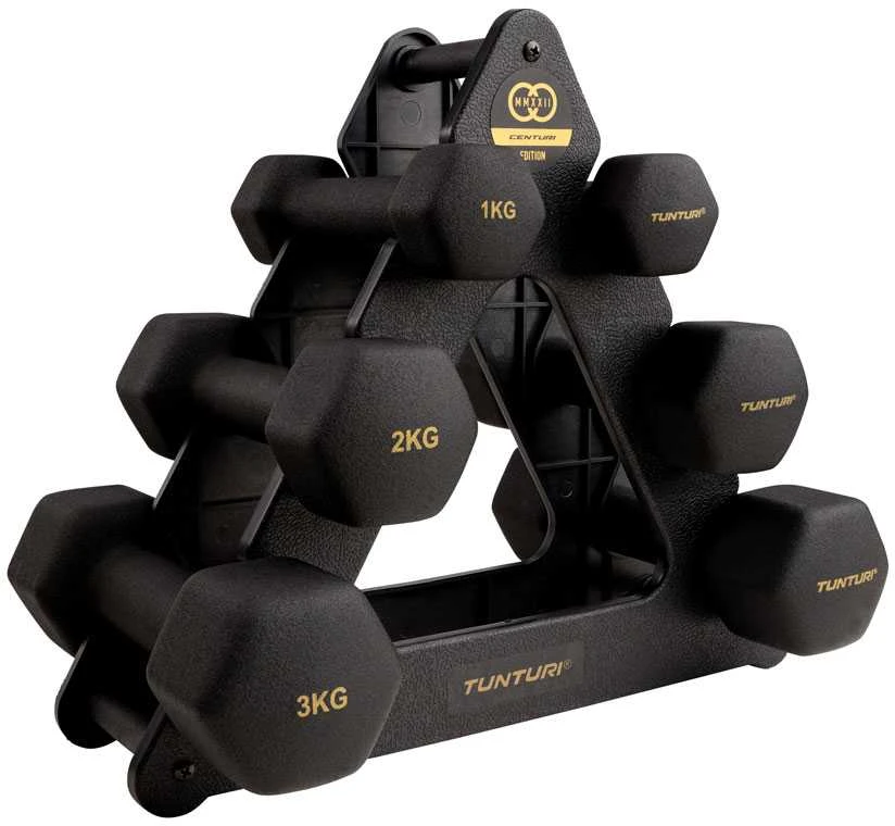 Hantelių rinkinys Tunturi Centuri, 12.3 kg, su stovu