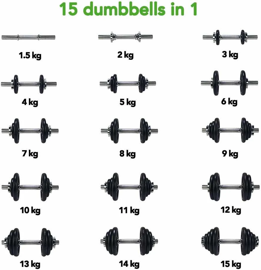 Svarmenų rinkinys Tunturi, 15 kg