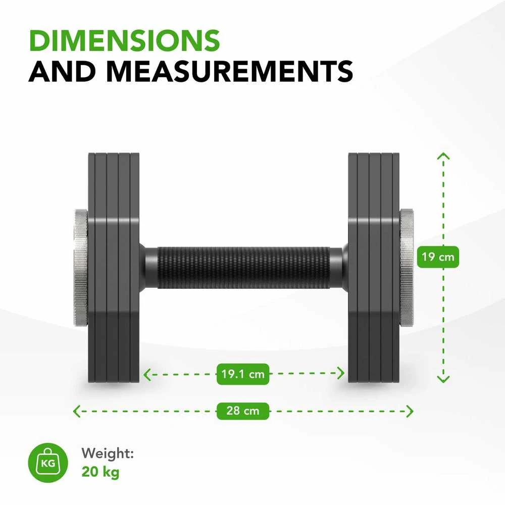 None Reguliuojamo svorio svarmuo / hantelis Tunturi Rapid Adjustable Dumbbell 20 kg