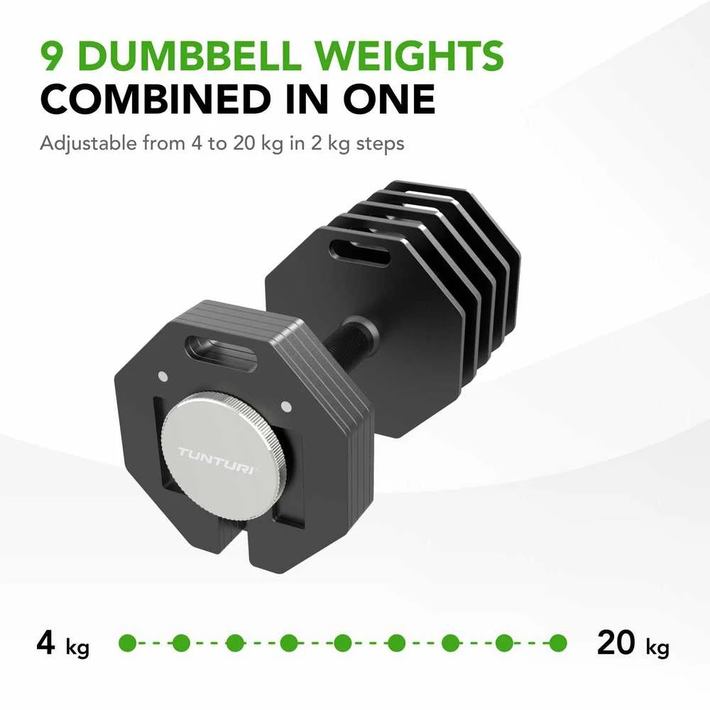 None Reguliuojamo svorio svarmuo / hantelis Tunturi Rapid Adjustable Dumbbell 20 kg