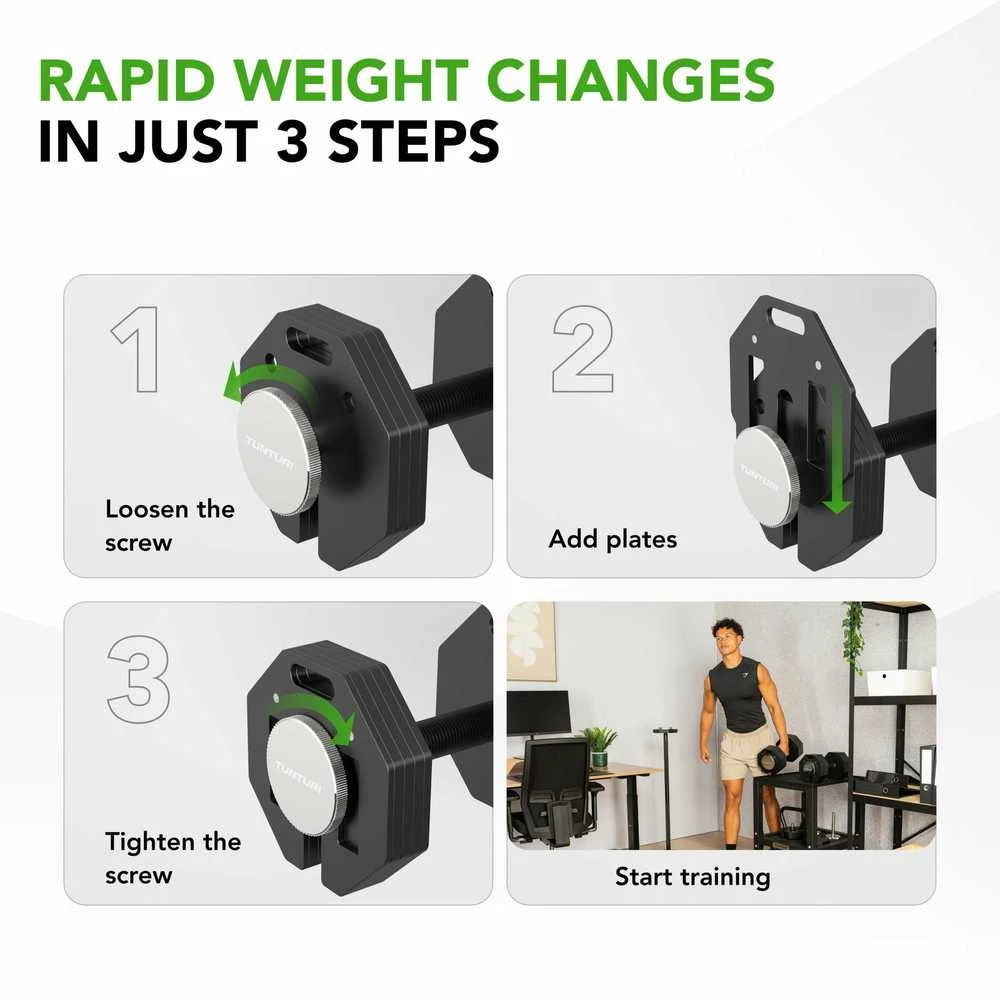 None Reguliuojamo svorio svarmuo / hantelis Tunturi Rapid Adjustable Dumbbell 20 kg