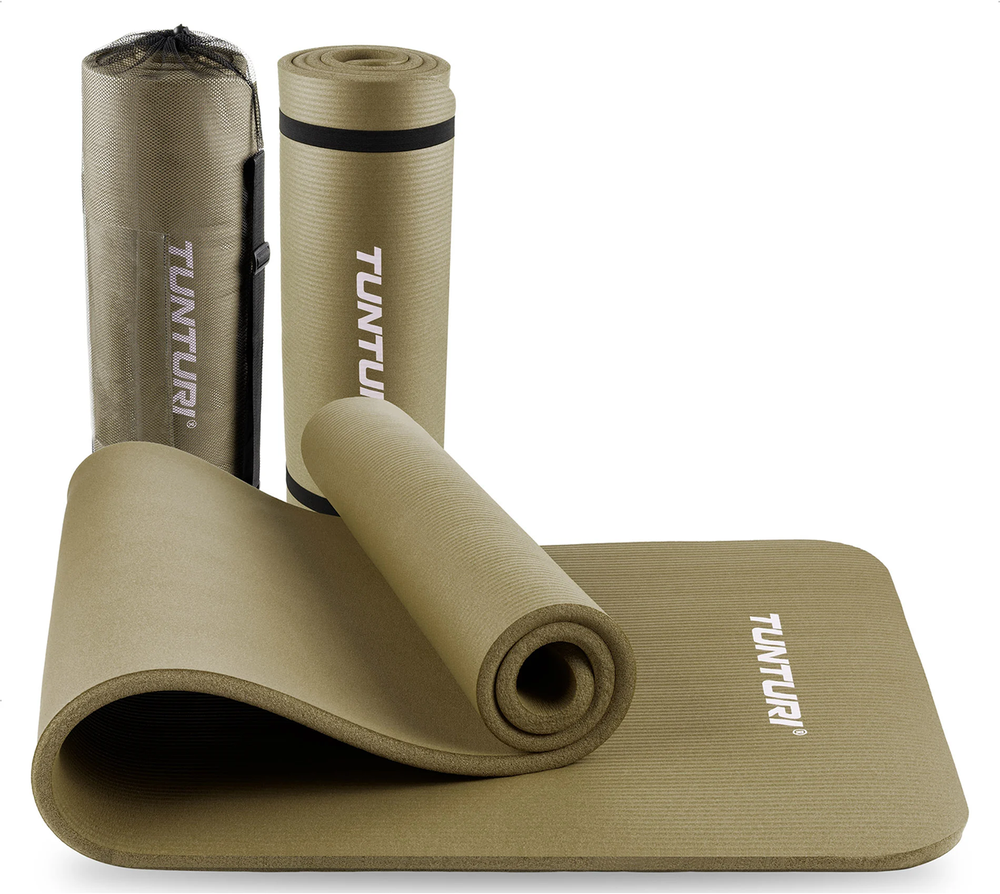 Fitneso kilimėlis Tunturi Fitnessmat NBR 15 mm, tamsiai žalios spalvos