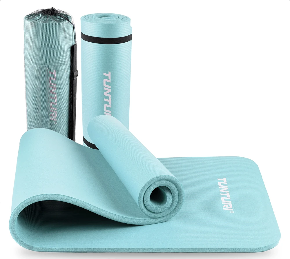 Fitneso kilimėlis Tunturi Fitnessmat NBR 15 mm, šviesiai mėlynos spalvos