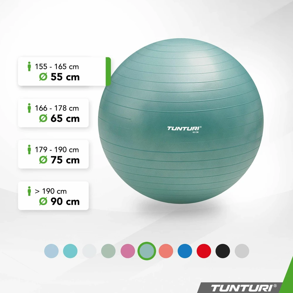 Tunturi Mankštos kamuolys su pompa 55cm, Antiburst, Petrol