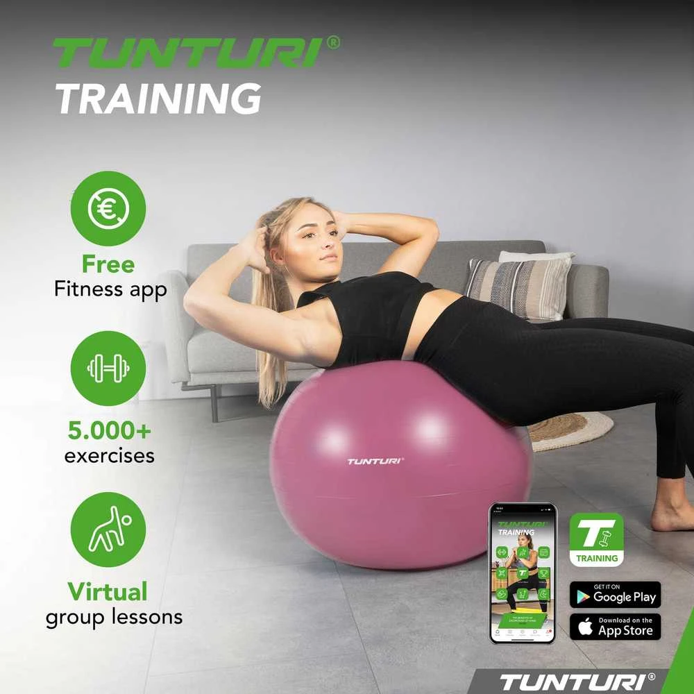 Gimnastikos kamuolys Tunturi Gymball 65–75 cm, Violetinė, Anti Burst (Diametras: 75 cm)