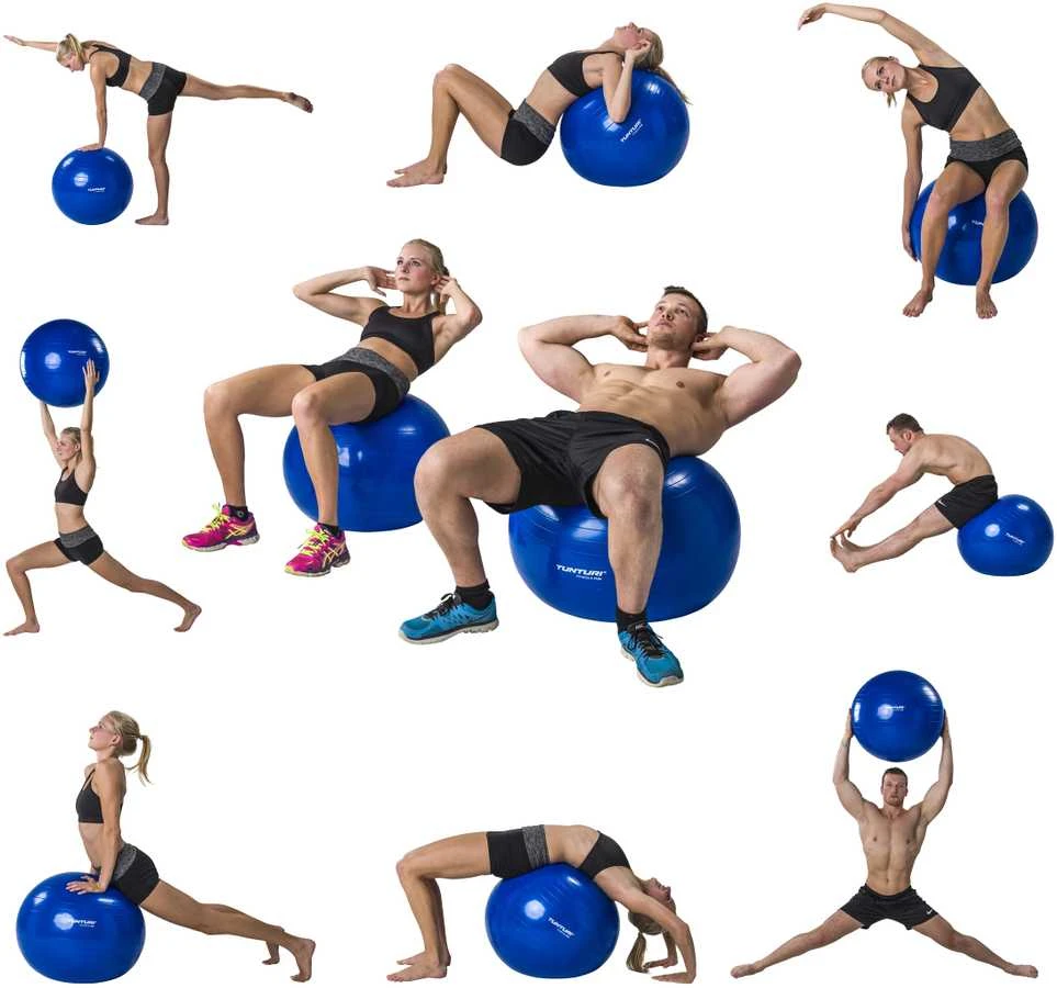 Tunturi Gymball Mankštos kamuolys su pompa 75cm, juodas