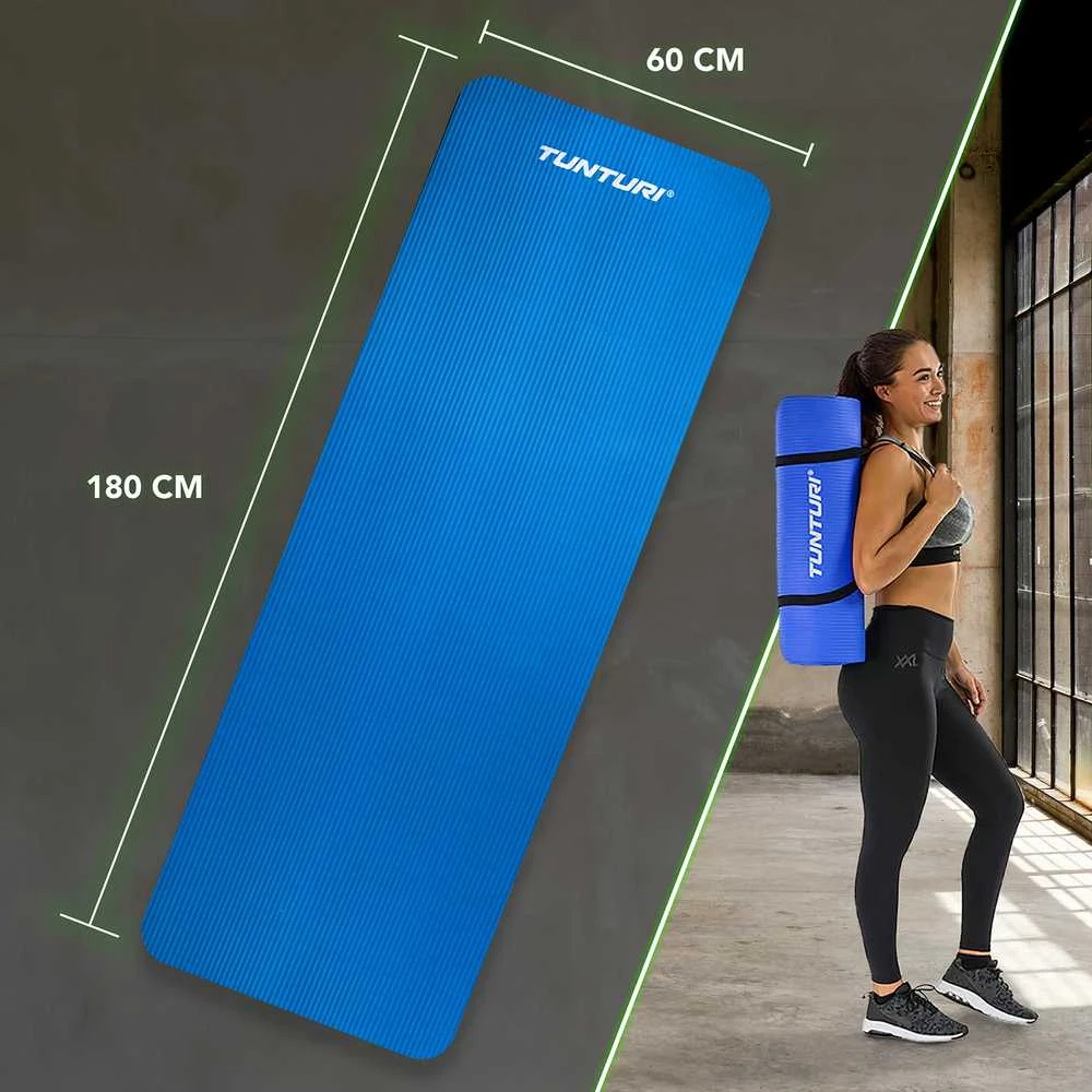 Fitneso kilimėlis Tunturi Fitnessmat NBR 15 mm, tamsiai mėlynos spalvos