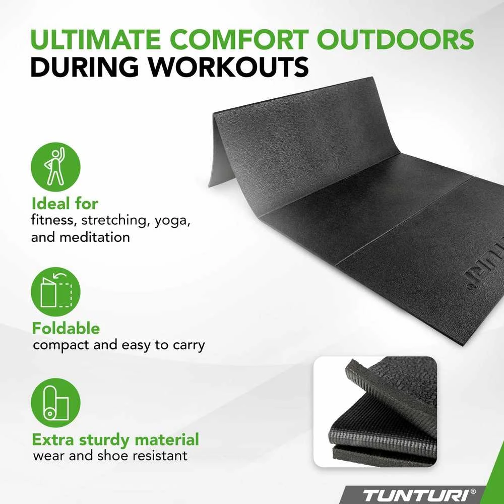 Sportinis kilimėlis Tunturi Outdoor Fitness Mat PVC, 121 x 60 x 0,6 cm, juodas