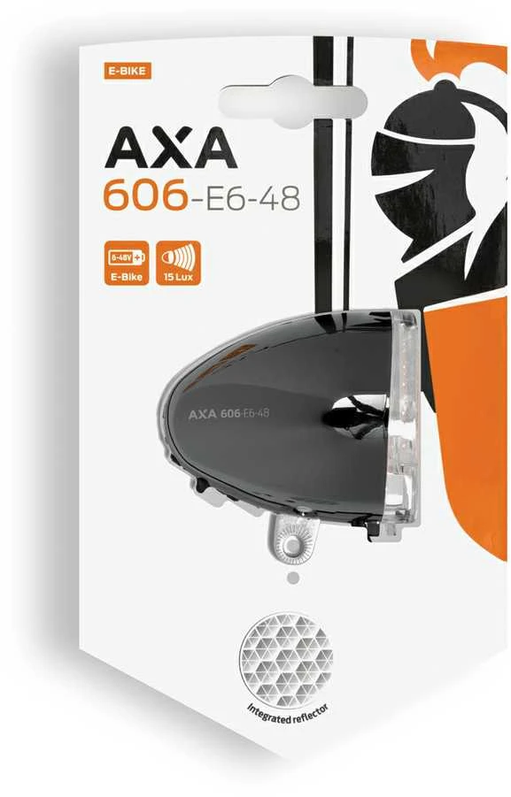 Priekinis žibintas AXA 606 E-BIKE6-48 VOLT 15 LUX DARK CHROME