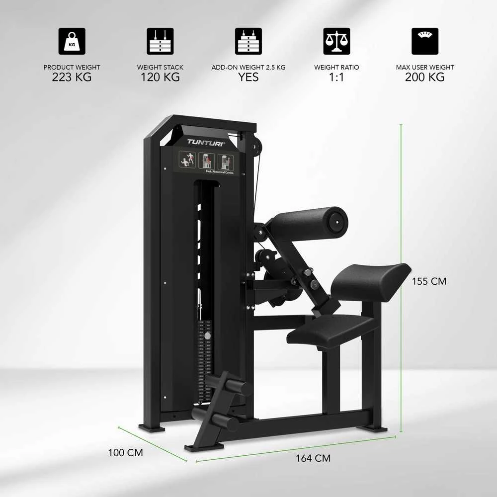 Jėgos staklės TUNTURI Platinum Dual Back / Abdominal Combo Selectorized V-series