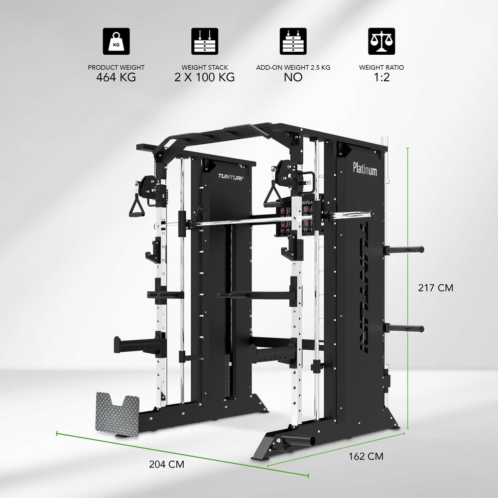 Jėgos staklės TUNTURI Platinum Full Smith / Functional trainer Selectorized V-series
