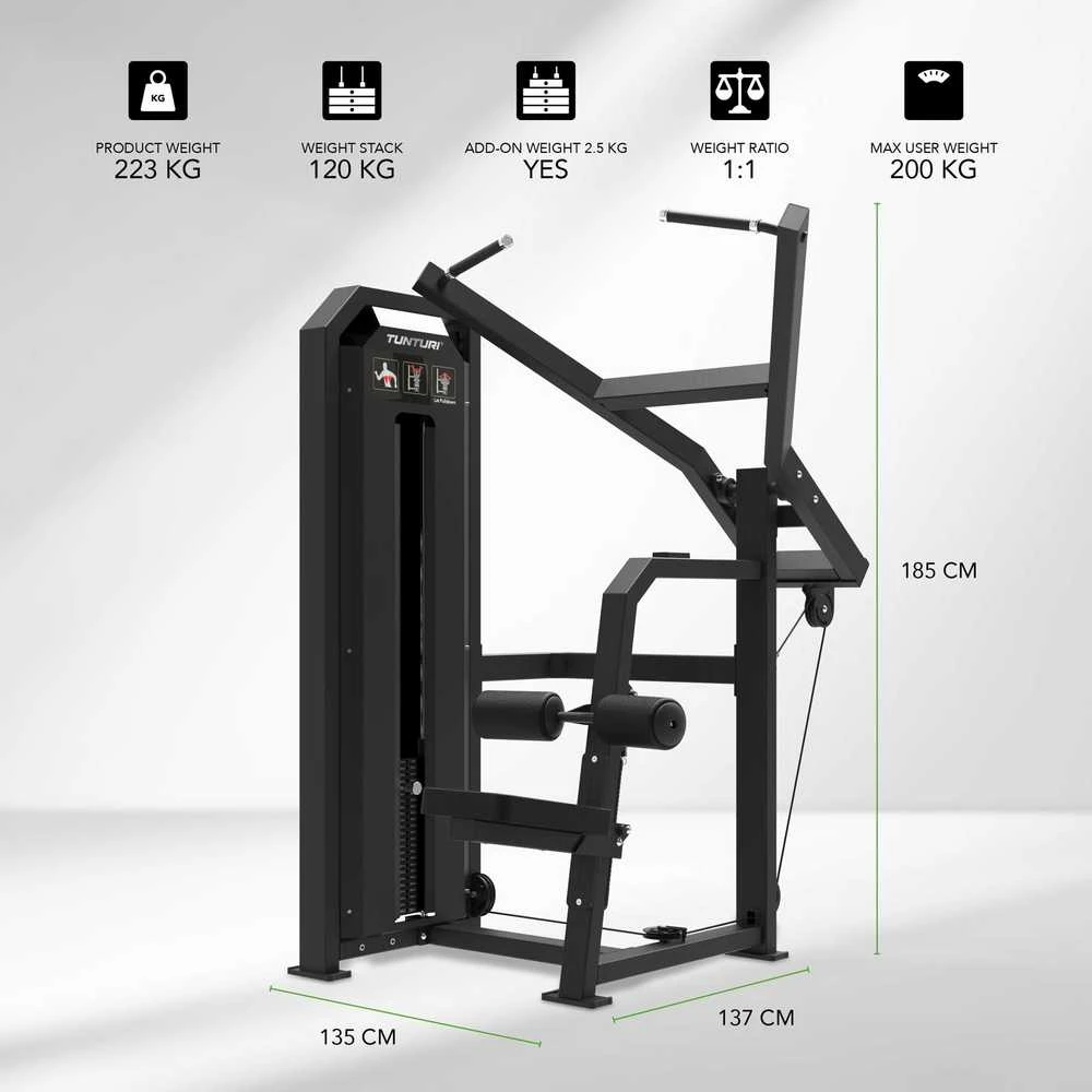 Jėgos staklės TUNTURI Platinum Lat Pulldown Selectorized V-series