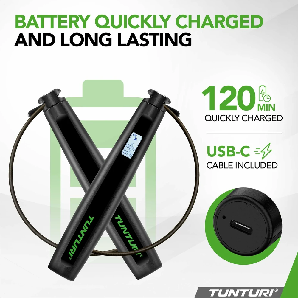 Išmanioji šokdynė Tunturi Smart Jump Rope, su ekranu ir programėle