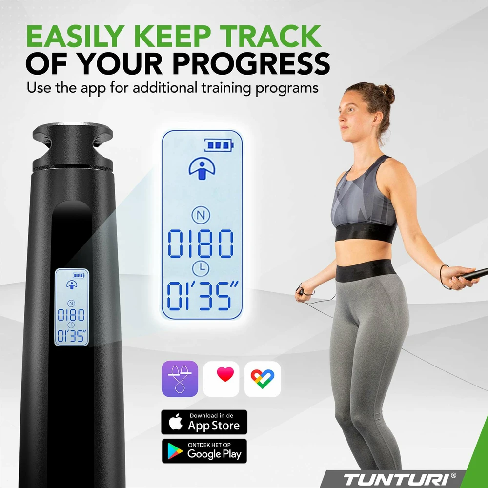 Išmanioji šokdynė Tunturi Smart Jump Rope, su ekranu ir programėle