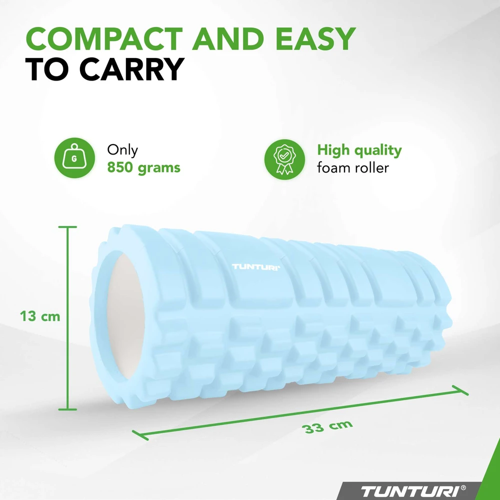 Masažinis Volas Tunturi Yoga Grid Foam Roller, 33 cm (Spalva: Šviesiai mėlyna)