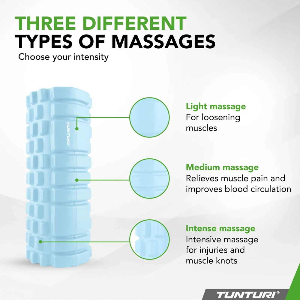 Masažinis Volas Tunturi Yoga Grid Foam Roller, 33 cm (Spalva: Šviesiai mėlyna)