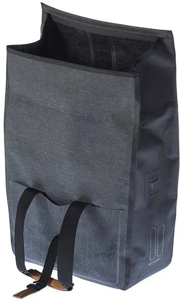 Basil Single City Pannier URBAN DRY SHOPPER 20L, užsegimas kabliuku, vandeniui atsparus poliesteris, medžio anglis (BAS-17658)
