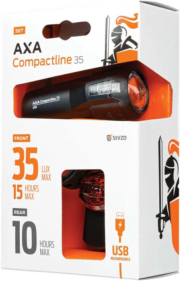 None Dviračio žibintų komplektas AXA Compact Line Baterija 35 Set