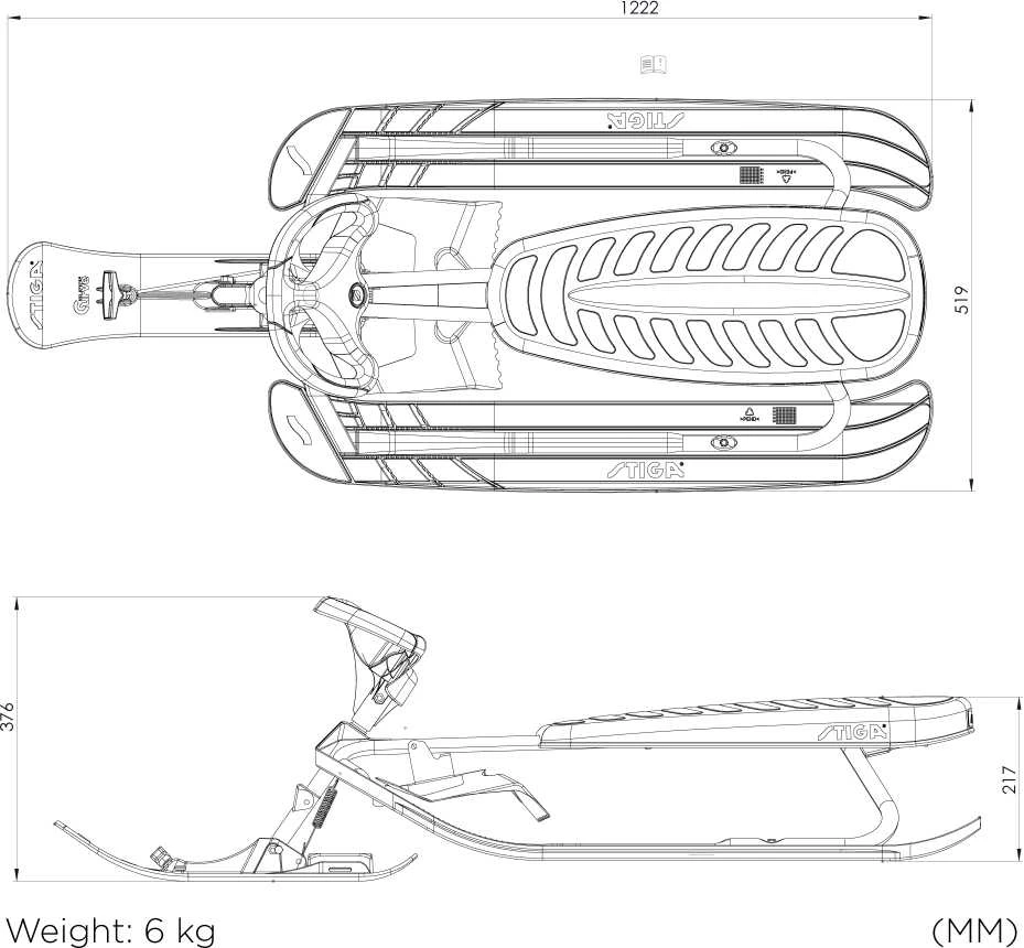 Rogutės Stiga SNOWRACER® Curve Gray Mėlyna