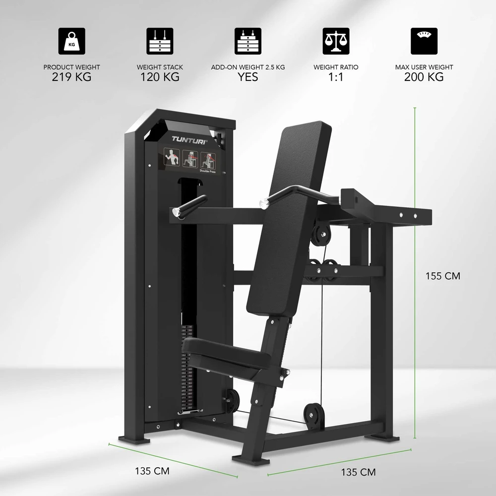 Jėgos staklės TUNTURI Platinum Shoulder Press Selectorized V-series