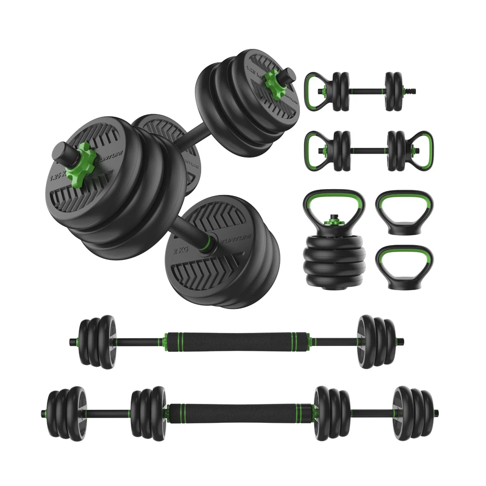 None Svarmenų rinkinys TUNTURI Vinyl Barbell & Dumbbell set (20 / 28 kg) (Svoris: 20 kg)