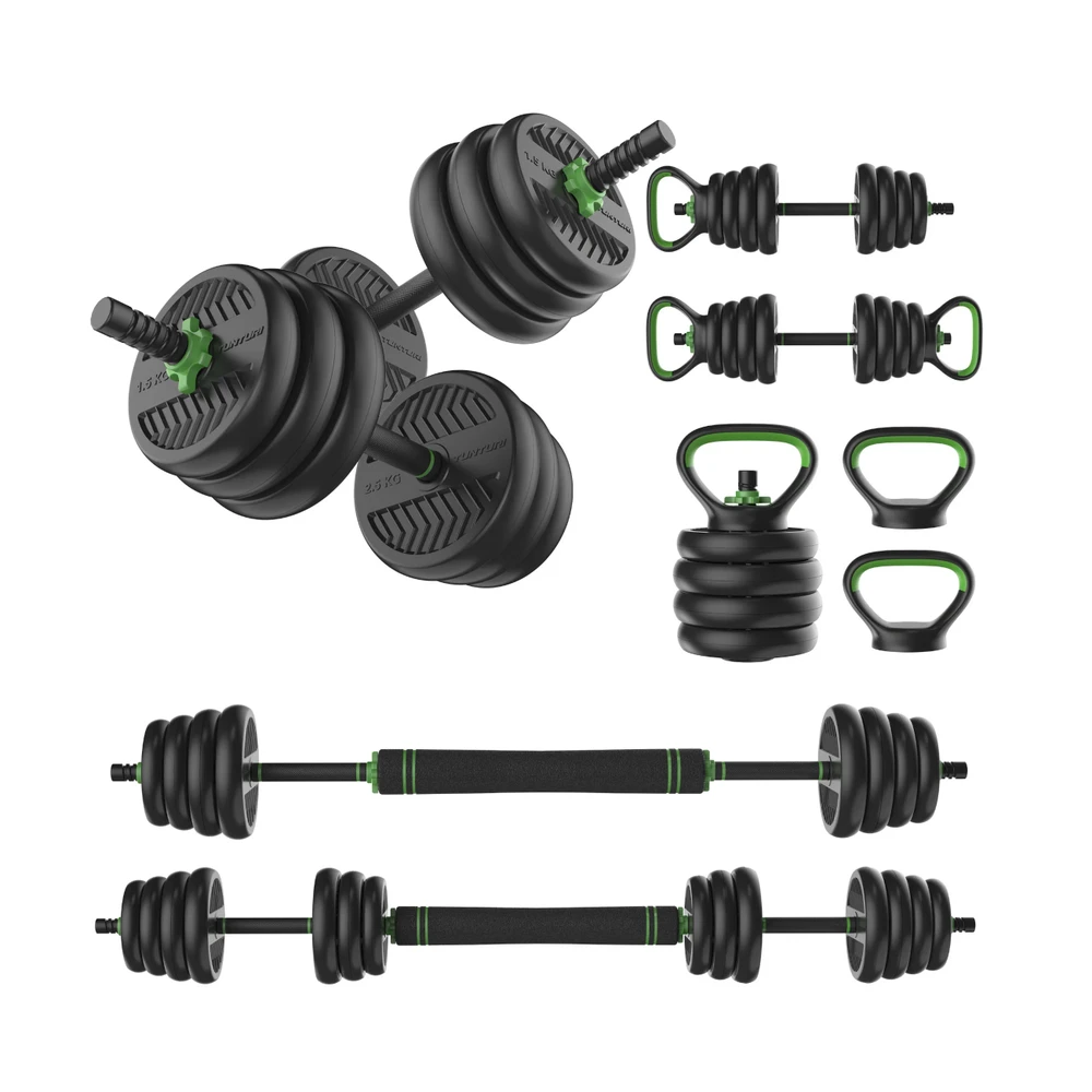 None Svarmenų rinkinys TUNTURI Vinyl Barbell & Dumbbell set (20 / 28 kg) (Svoris: 28 kg)