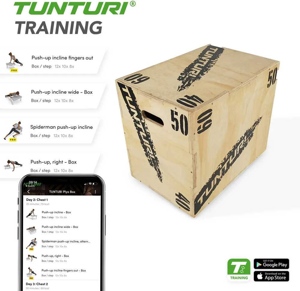 Medinė platforma TUNTURI PlyoBox 40/50/60 cm