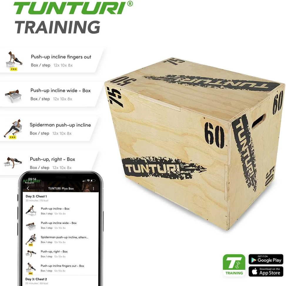 Medinė platforma TUNTURI PlyoBox 50/60/75 cm