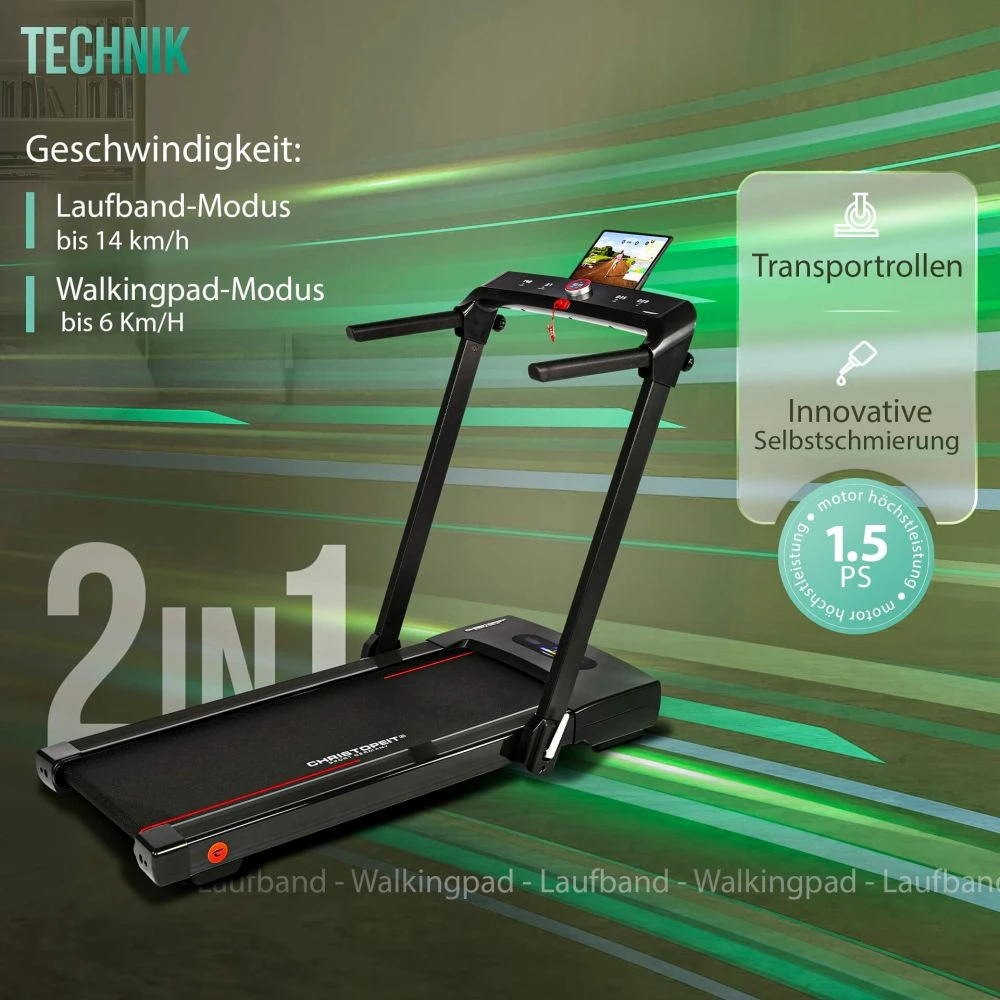 None Treadmill CHRISTOPEIT 2in1, juodas