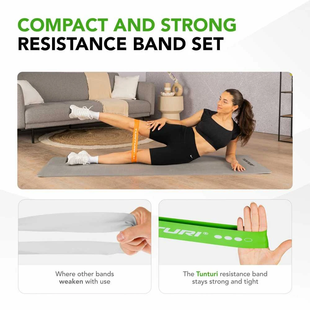 Elastinių pasipriešinimo juostų rinkinys TUNTURI Mini Resistance Band Set, 4 vnt.
