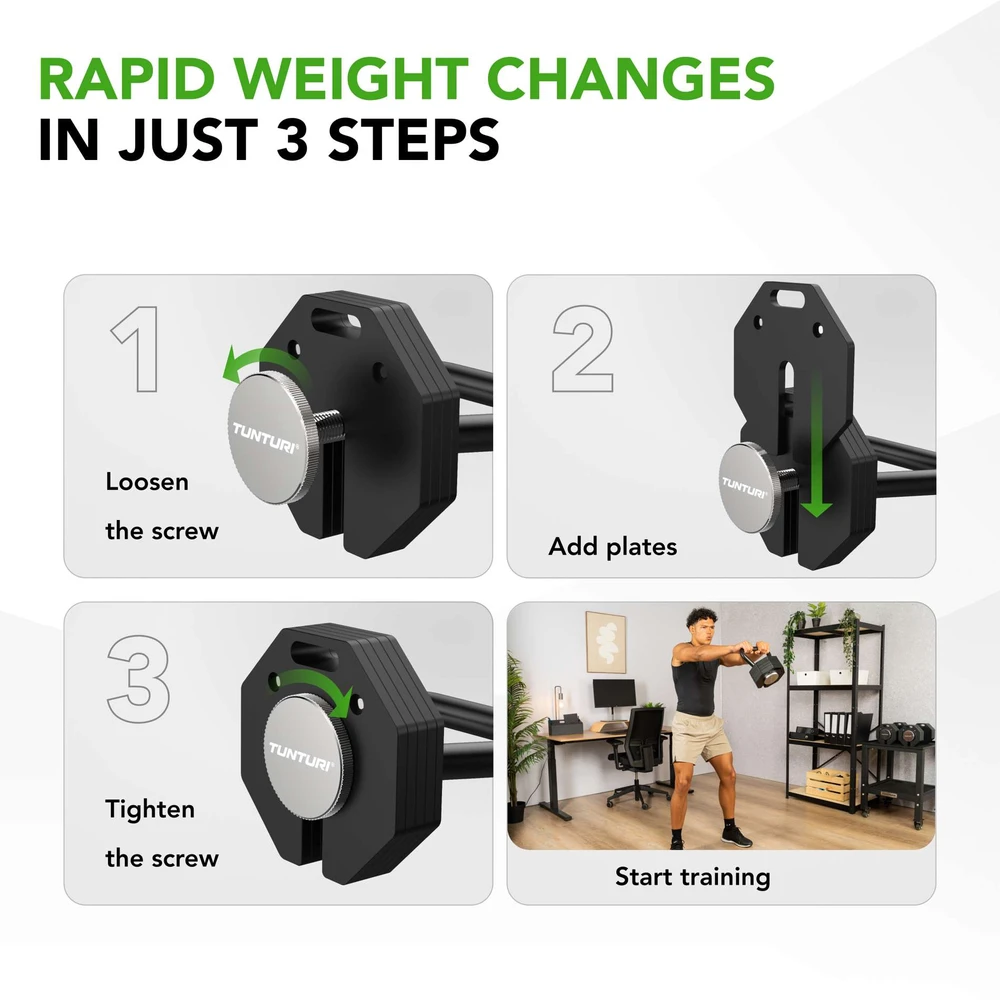 None Reguliuojamo svorio svarstis Tunturi Rapid Adjustable Kettlebell Handle 3,5kg