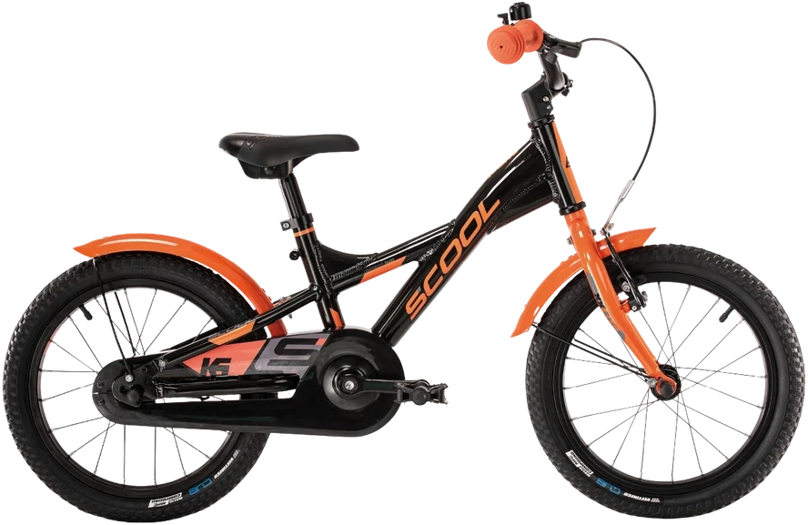 None Vaikiškas dviratis S´COOL XXlite, 16" juodai oranžinis