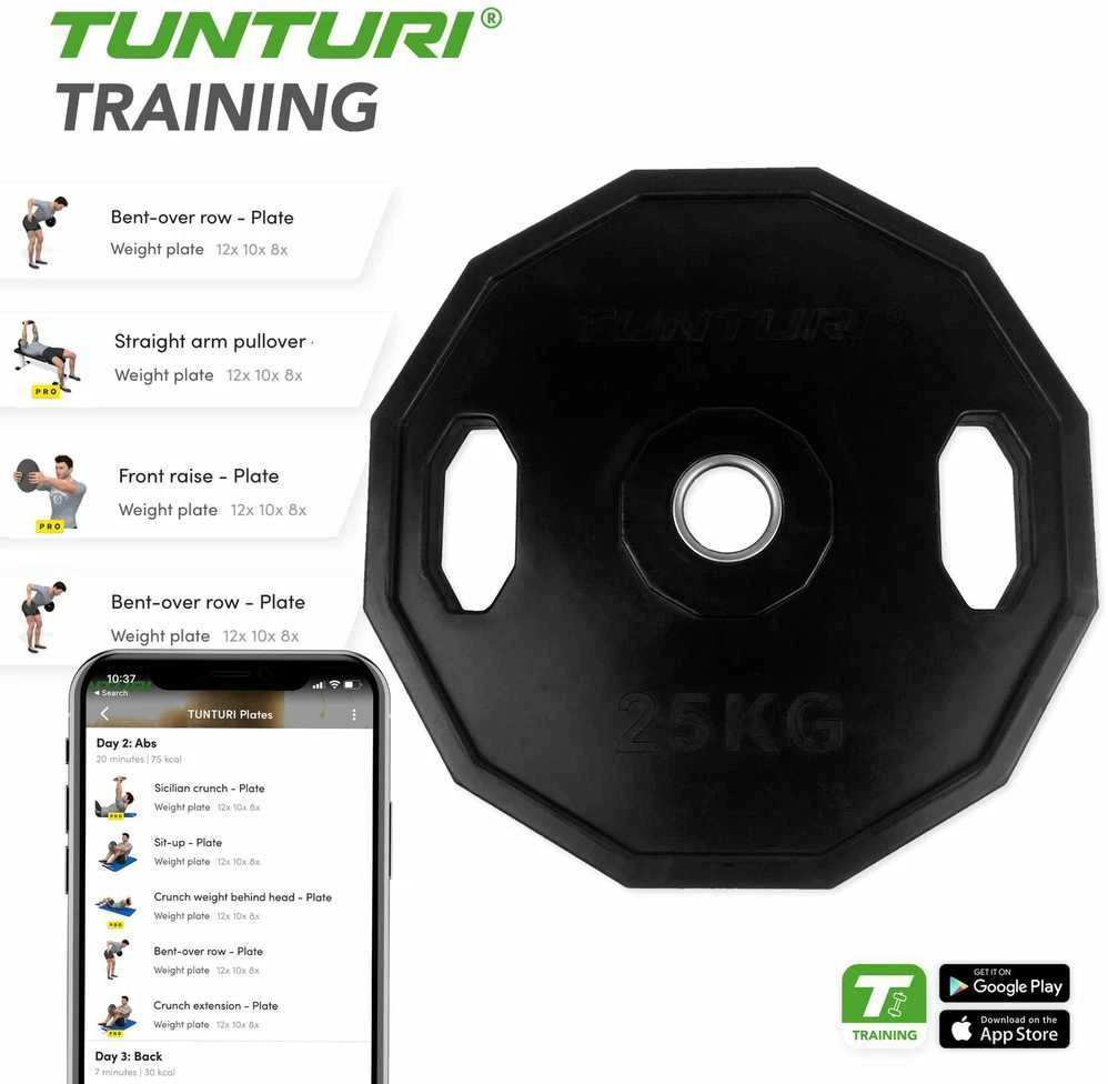 Olimpiniai gumuoti svarmenys TUNTURI 1,25-25kg (Svoris: 1 x 25 kg)