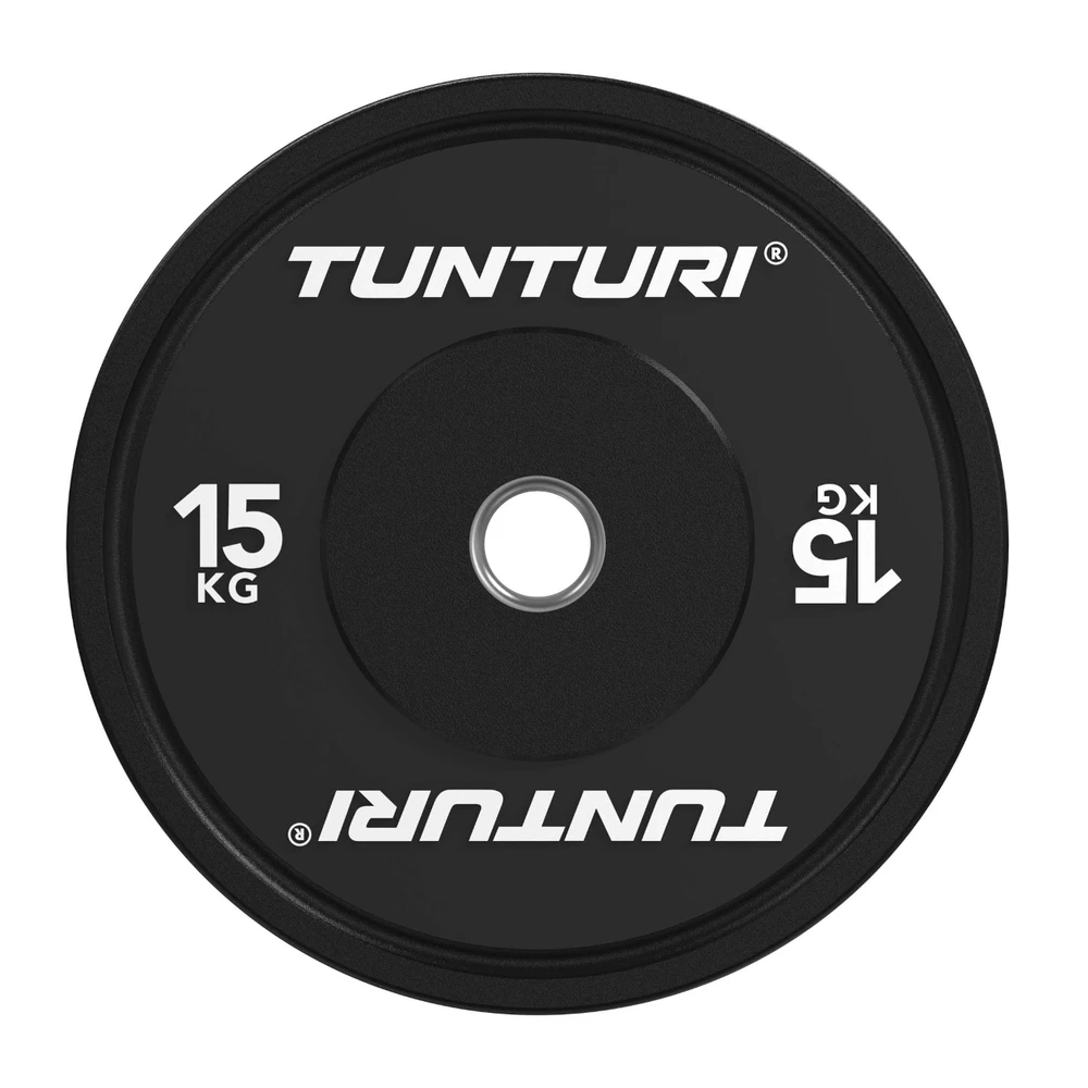 Svarmenys TUNTURI Platinum Bumper Plate Juodas (5–25 kg) (Svoris: 15 kg)
