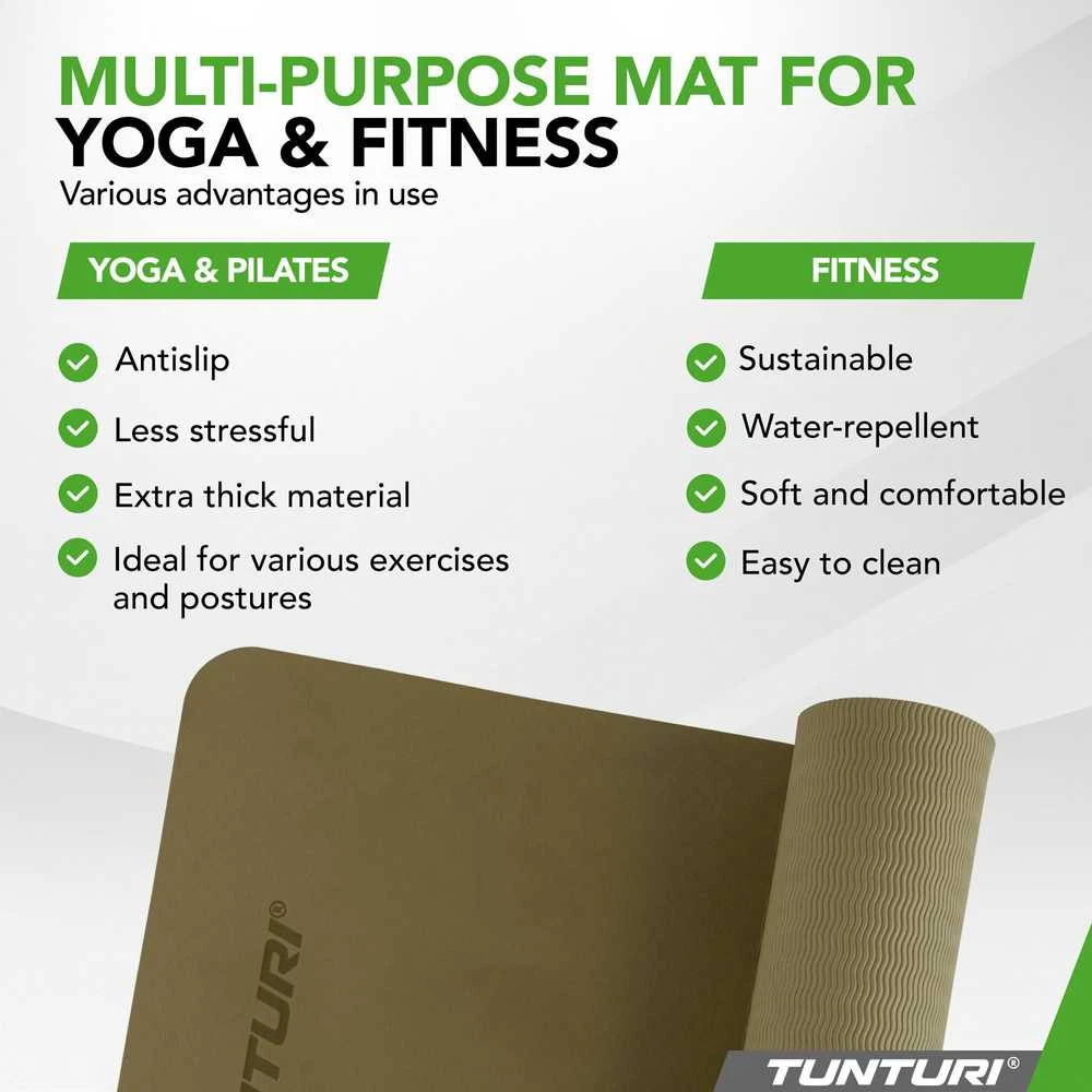 Jogos kilimėlis Tunturi Yoga Mat, 8 mm, kariuomenės žalios spalvos