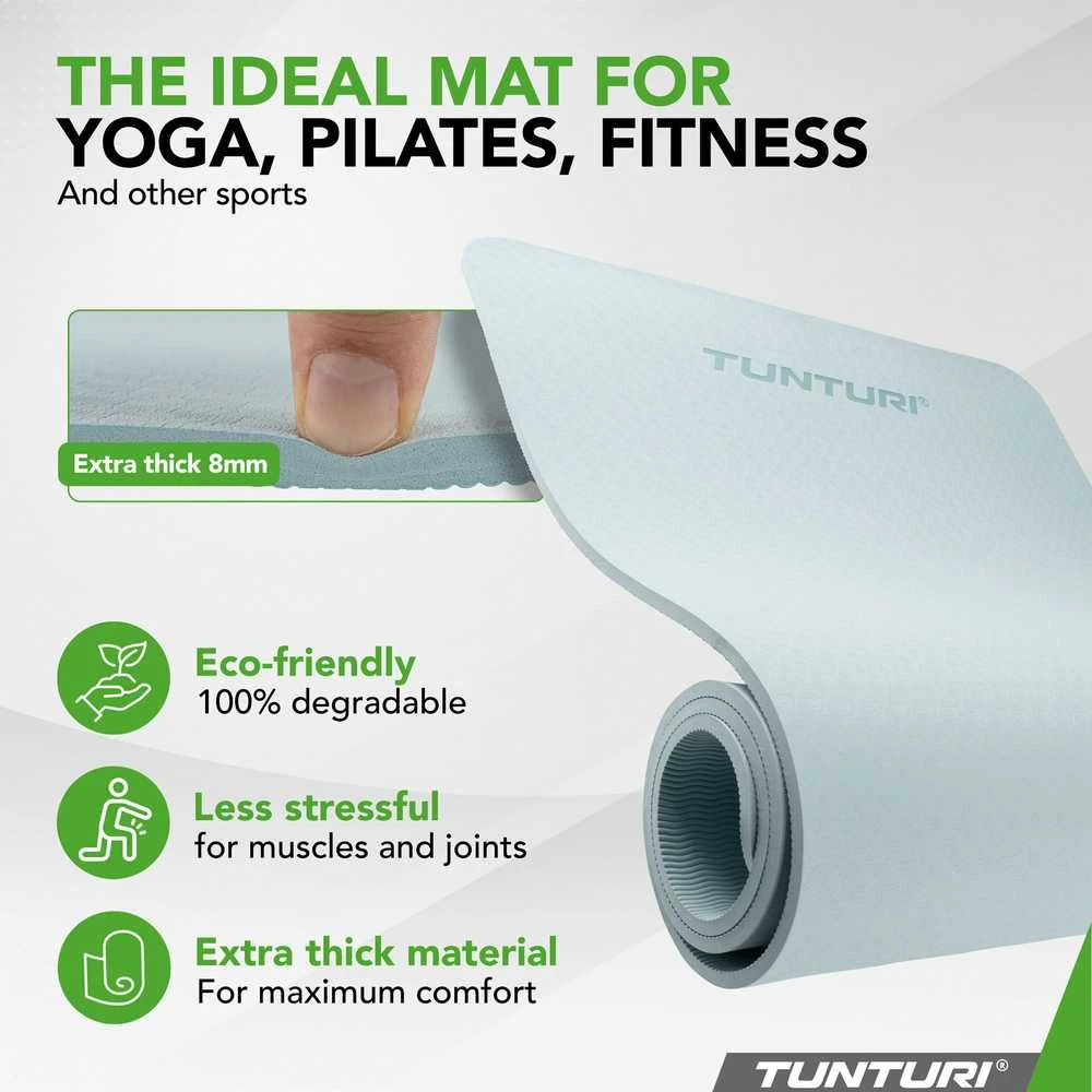 Jogos kilimėlis TUNTURI YOGA & FITNESS MAT, 8 mm, Žydras
