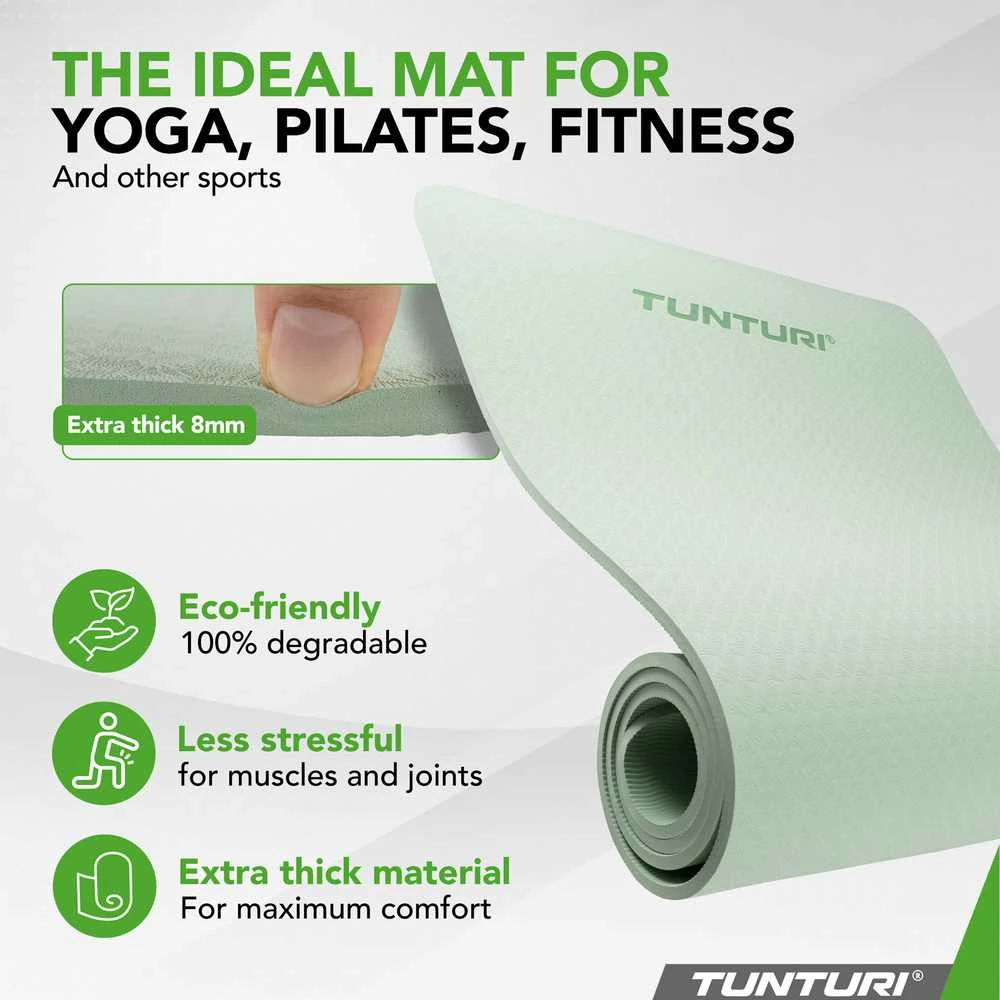 Jogos kilimėlis TUNTURI YOGA & FITNESS MAT 8 MM (Spalva: Mint)