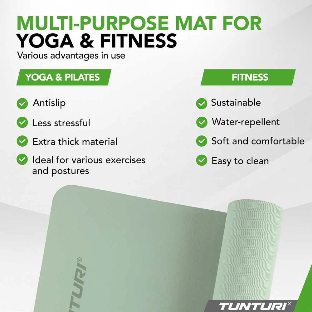 Jogos kilimėlis TUNTURI YOGA & FITNESS MAT 8 MM (Spalva: Mint)