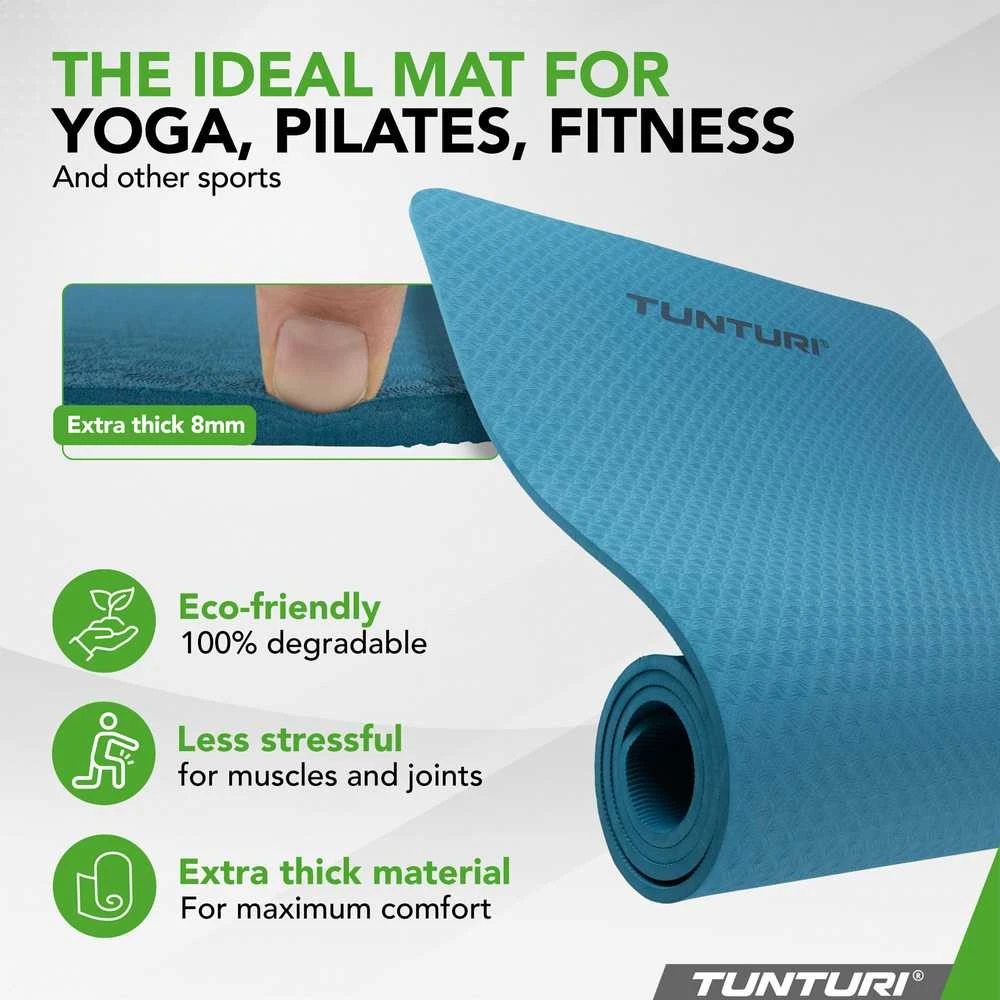 Jogos kilimėlis TUNTURI YOGA & FITNESS MAT, 8 mm, Mėlynas