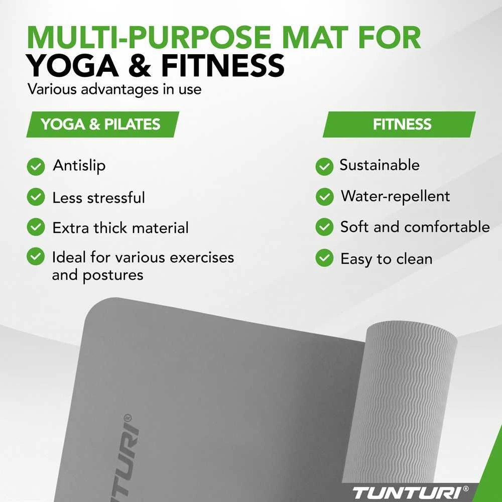 Jogos kilimėlis TUNTURI YOGA & FITNESS MAT, 8 mm, Pilkas