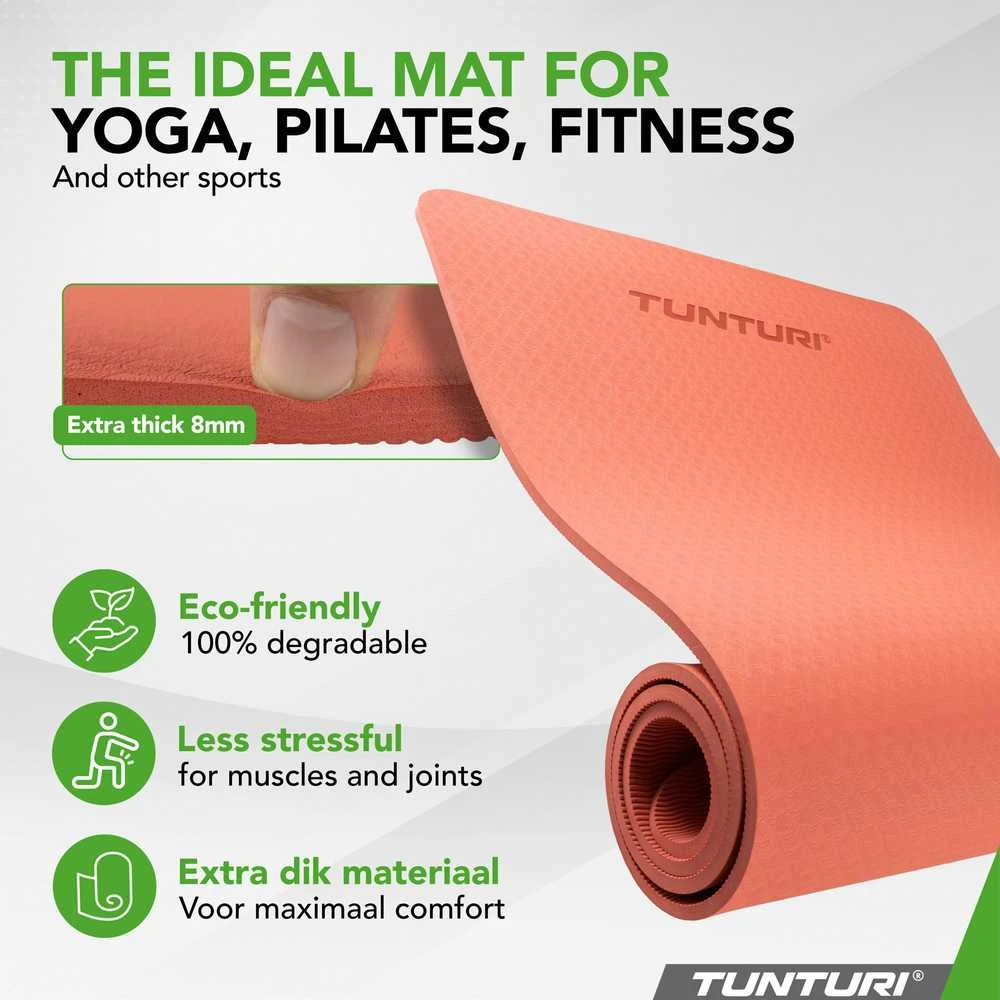 Jogos kilimėlis TUNTURI YOGA & FITNESS MAT 8 MM (Spalva: Rose auksinis)